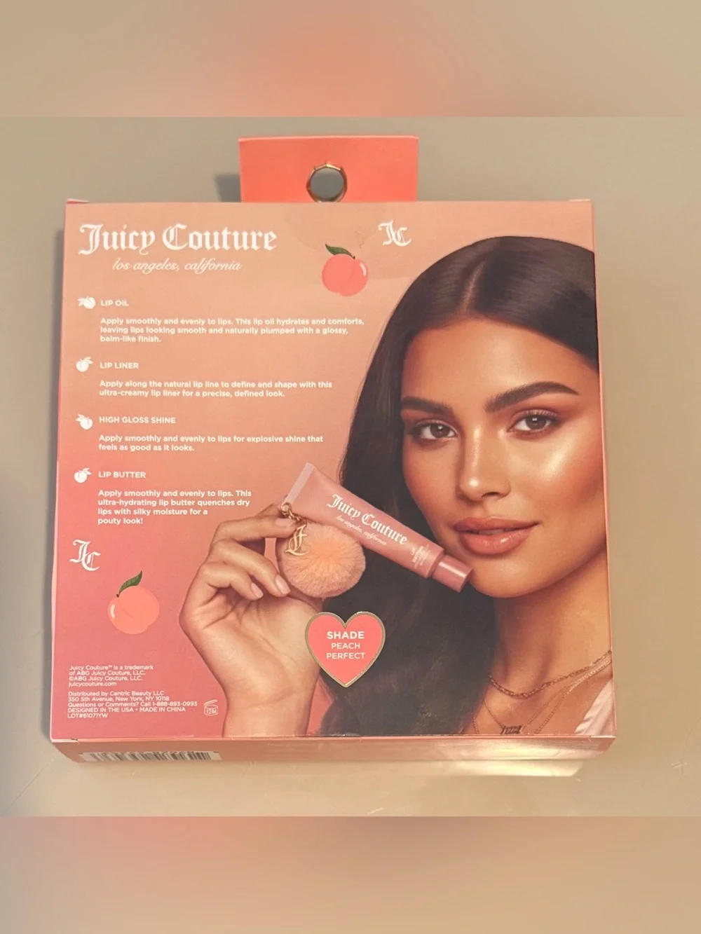 Juicy Couture Peach Lip Kit — Peach Pink Gold Accents